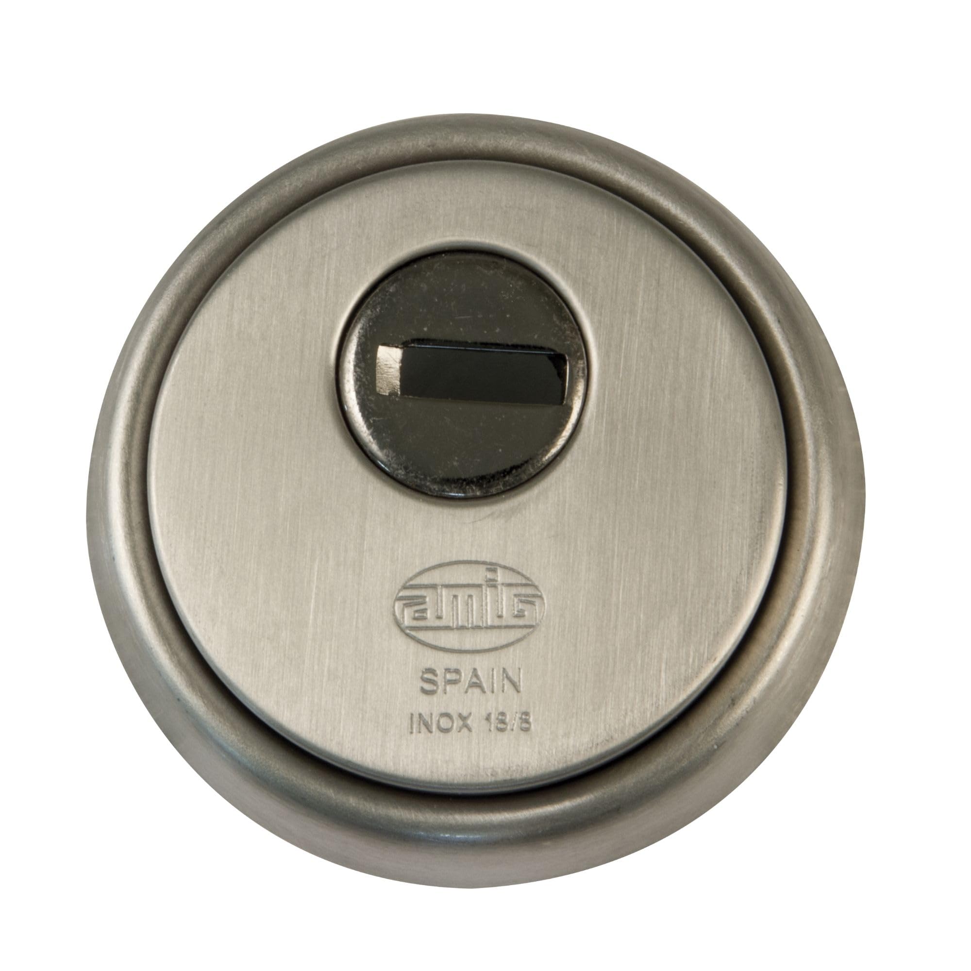 Amig - Round Safety Shield for Locks Mod. 40 | Ø 65 mm | with Anti-Drill Plate and Anti-Theft Nuts | Solid Outer Ring | Matte Stainless Steel