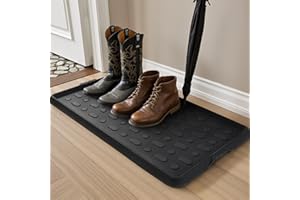 tchdio Durable Rubber Boot Tray and Shoe Mat for Entryway - Heavy Duty Waterproof Shoe Tray Organizer, Non Slip Boot Trays for Front Door, Entryway Muddy Shoes Storage, 16x27.5 Inches