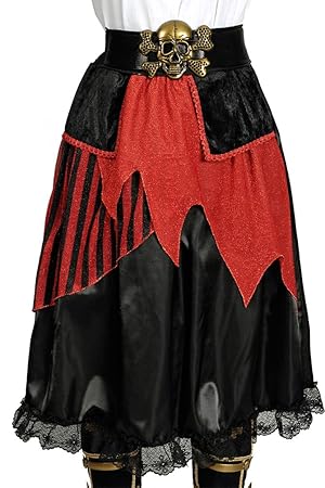 Karneval-Klamotten Piratenkostüm Damen Rock Piratin Piraten-Rock mit Gürtel Pirat Größe 44/46