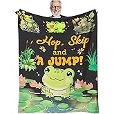 Frog Throw Blanket Gift for Frog Lovers, Cute Kawaii Cottagecore Throw for Kids & Adults, Soft Green Couch or Bed Present, Birthday Christmas Mother's Day Housewarming, 50'' x 60''