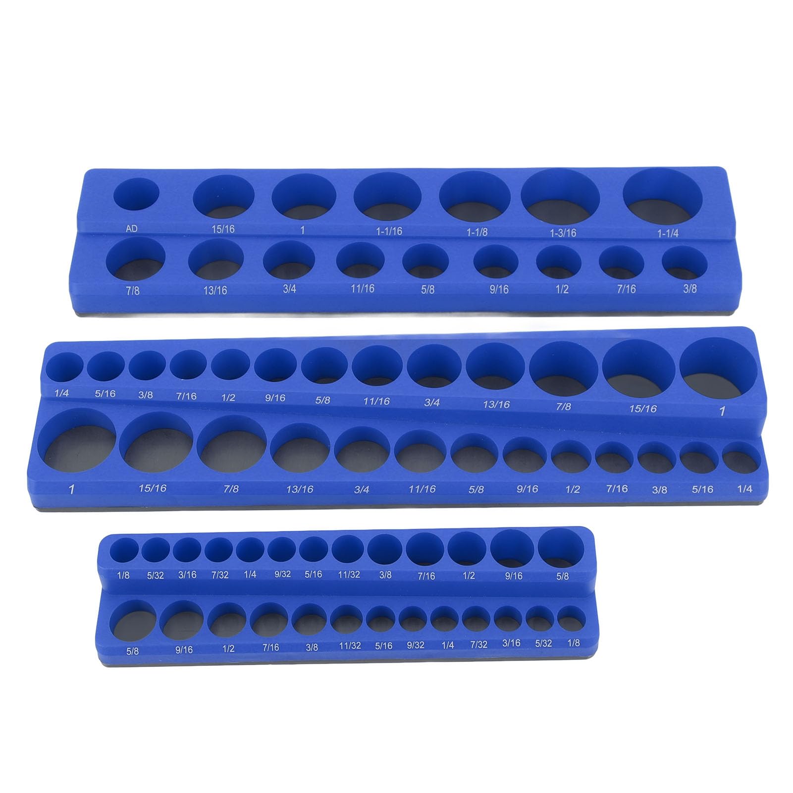 Magnetic Socket Holder Kit, 3PCS Magnetic Socket Organizer Set 1/4in 3/8in 1/2in Drive Sockets Storage Tray Powerful Portable Socket Holder for Toolboxes (Metric)