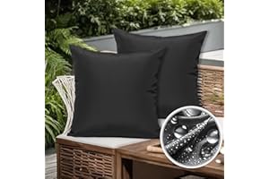 SUSIE'S GARDEN Outdoor Waterproof Throw Pillow Covers 18x18 Set of 2 Decorative Black Patio Furniture Cushion Covers Outside Decor for Couch Garden Bench Tent Balcony Sofa