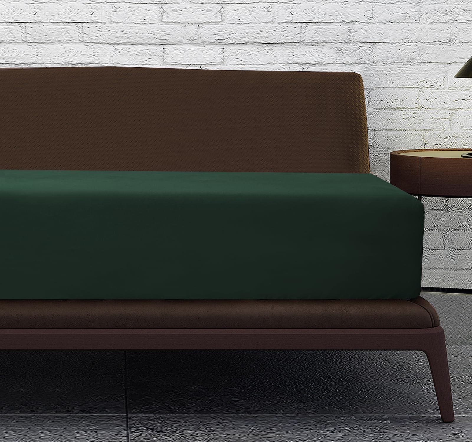 Linen Home Bottle Green Double Fitted Sheet Deep fit 12''/30cm Microfibre Easy Care Fitted Sheets Double Bed - Super Soft Brushed Wrinkle and Fade Resistance Bedding (Double, Bottle Green) — image 1