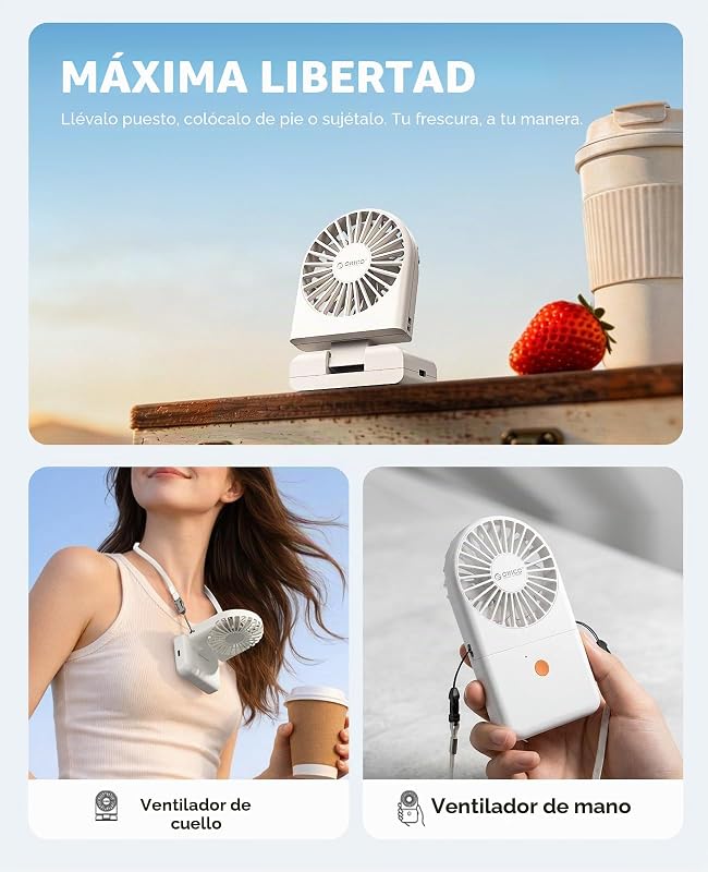 ReFAN Ventilador de Cuello Portátil, Blanco