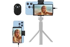 APEKX 5" Selfie Monitor Screen for iPhone Vlog, Magnetic Phone Clip Mount for Rear Camera Live Streaming, Includes Bluetooth Remote, Compatible with TikTok, Instagram, YouTube Low Latency (Black)