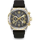 Bulova Men's Marine Star Series A 6-Hand Chronograph Quartz Black Strap Watch, 100M