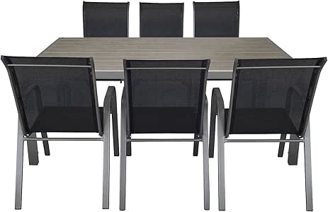 7 piezas. Mobiliario de jardín aluminio polywood mesa de jardín 205 x