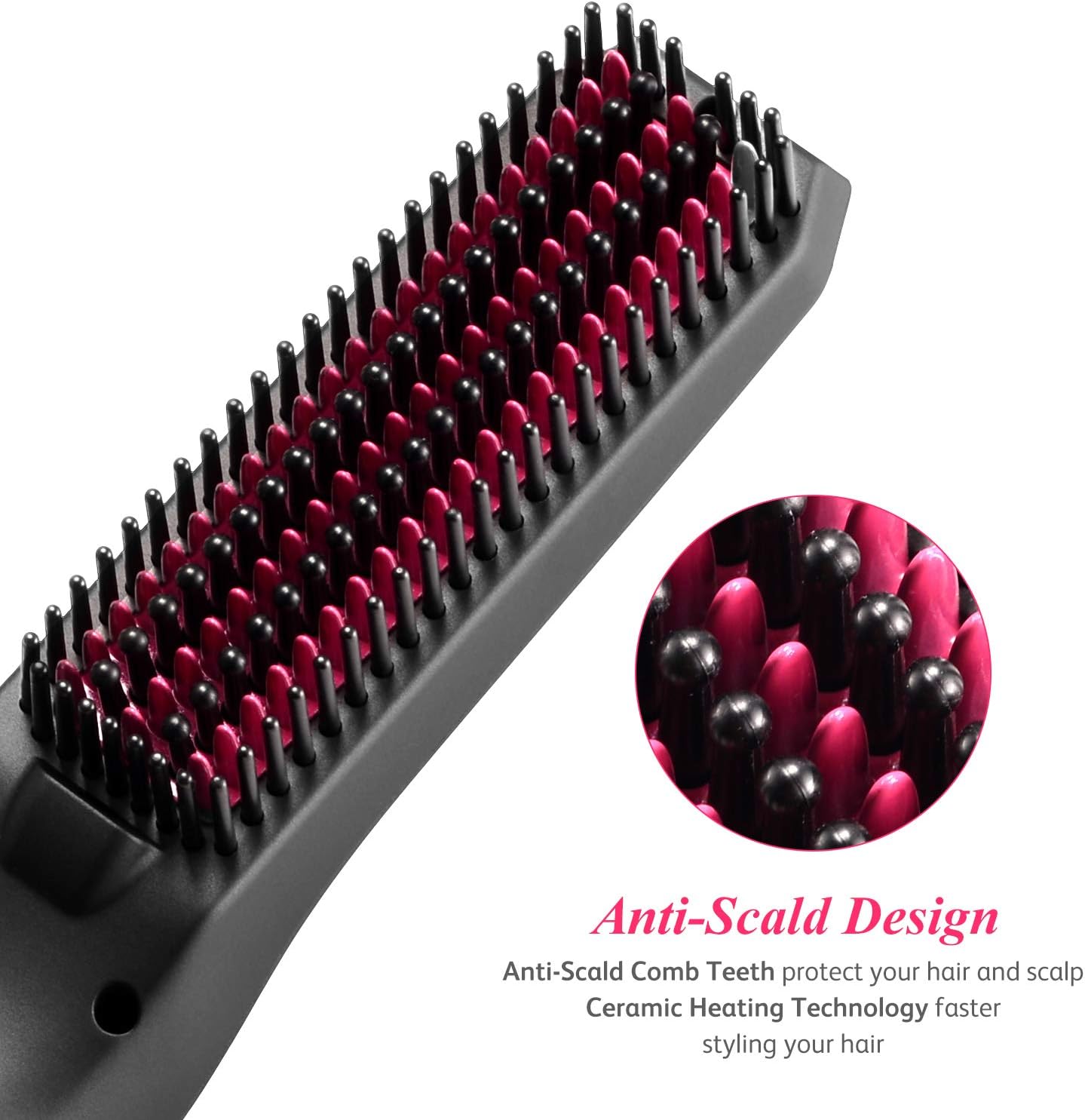 Adaronic EDC - Ionic Hair Straightener Brush for Women - Professional Straightening Tool Heated Comb with Anti-Scald 6 Adjustable Temperatures - for Home and Travel: Health & Personal Care