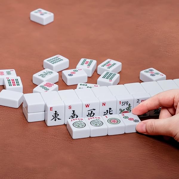 ZGME AMERICAN MAHJONG SET,166 PREMIUM WHITE TILES WITH SOFT BAG AND ACCESSORIES,4 ALL-IN-ONE MAHJONG RACKS WITH PUSHERS,COMPLETE WESTERN MAH JONGG,MAH-JONGG,MA JONG SET