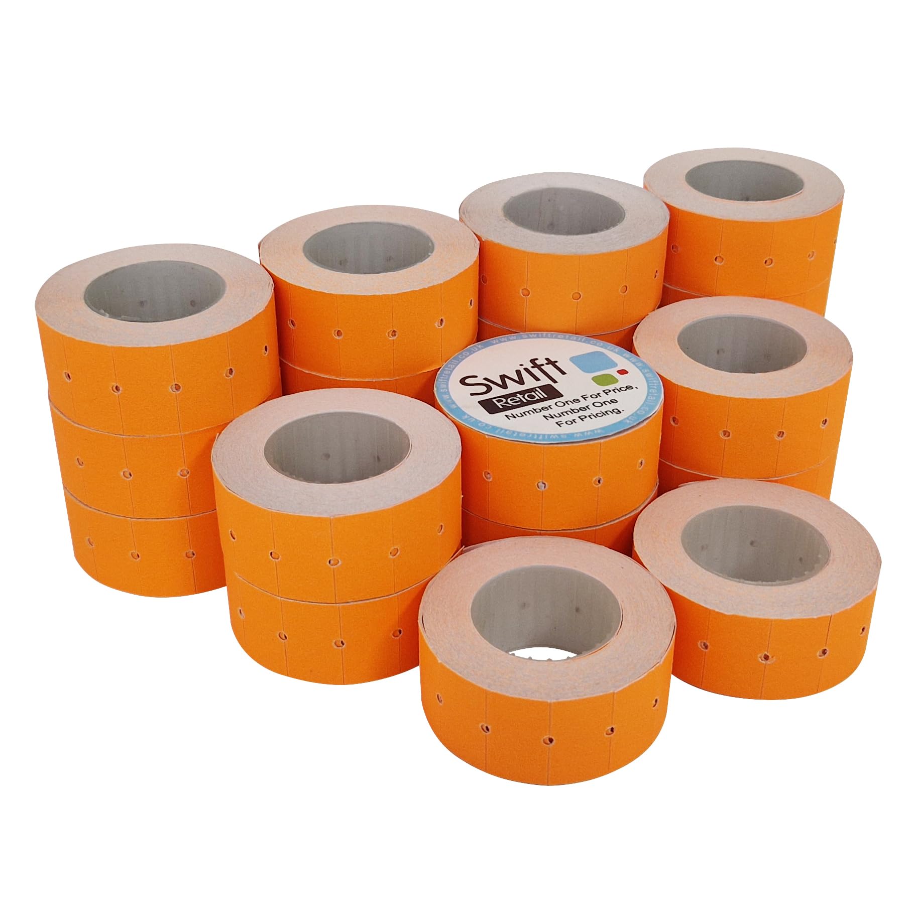 Swift 22 x 12 mm Price Gun Labels CT1 Orange 20 Rolls 10,000 Stickers Pricemarking Tags Fits Many Pricing Labellers