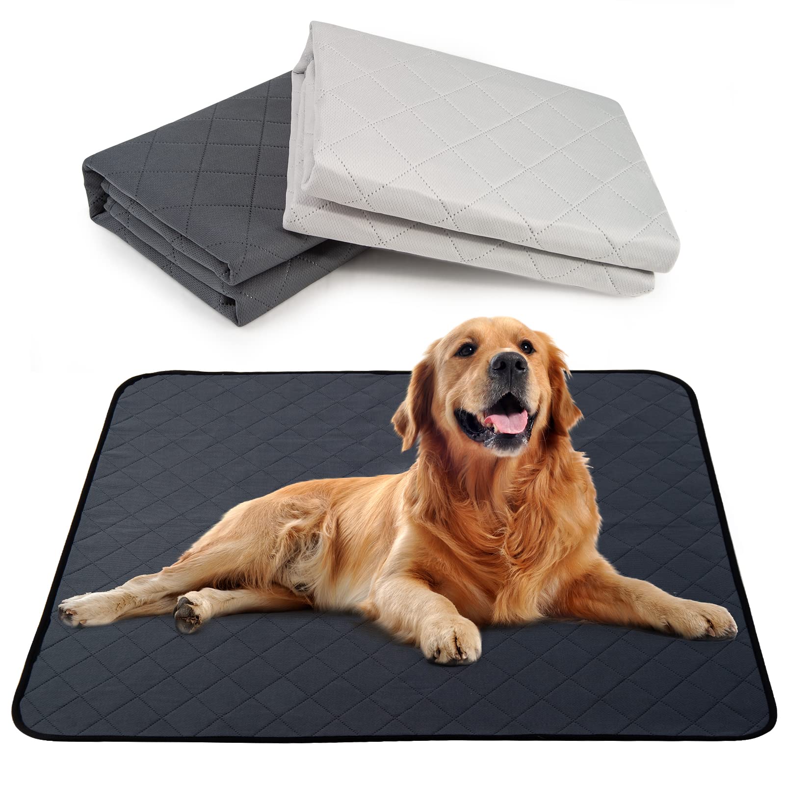 Large Puppy Training Pads (90x100cm) 2 Pack Washable Reusable Dog Pee Pads Machine Washable Pee Pads for Dogs Super Absorbency Pet incontinence pads (2 Packs 35*40inc)