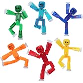 StikBot 6-Pack 2-Tone Series: Collectible Half-Clear &amp; Half-Solid Action Figures &ndash; Poseable Stop-Motion Animation Toys with Dual-Sided Faces and Suction Cup Hands &amp; Feet &ndash; Includes 6 Unique Colors