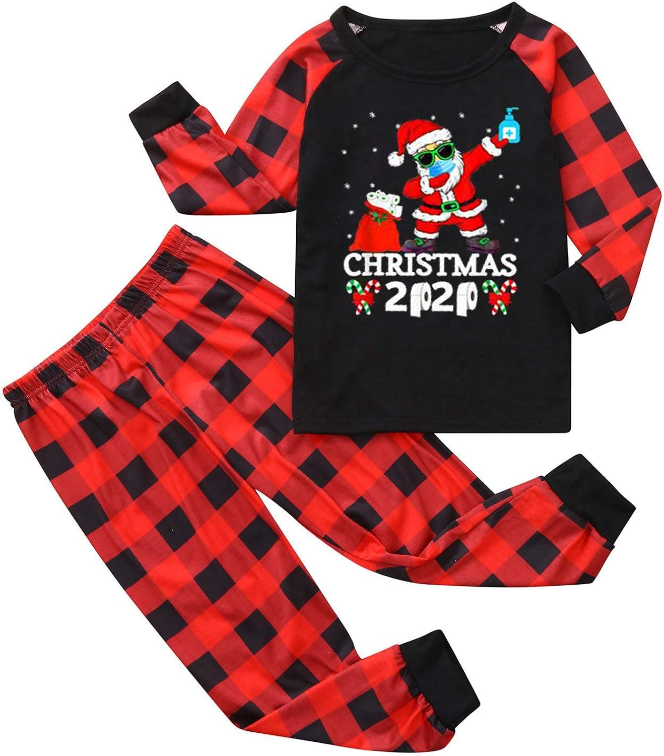 Ywoow Christmas Christmas 2020 Pajamas for Family Red Plaid