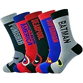 SIDIMELO Mens Funny Dress Socks,5-Pack Crazy Cartoon Character Patterned Crew Sock,Fun Novelty Gift for Adult Teen(5 pack)
