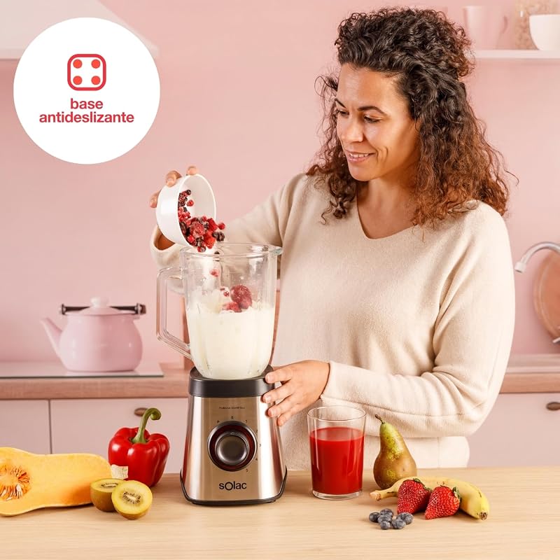 - Frullatore a bicchiere Promixter 2000 W | Caraffa in vetro 1,5 L | 5 velocità + PULSE | 6 lame in acciaio inox | Tritaghiaccio