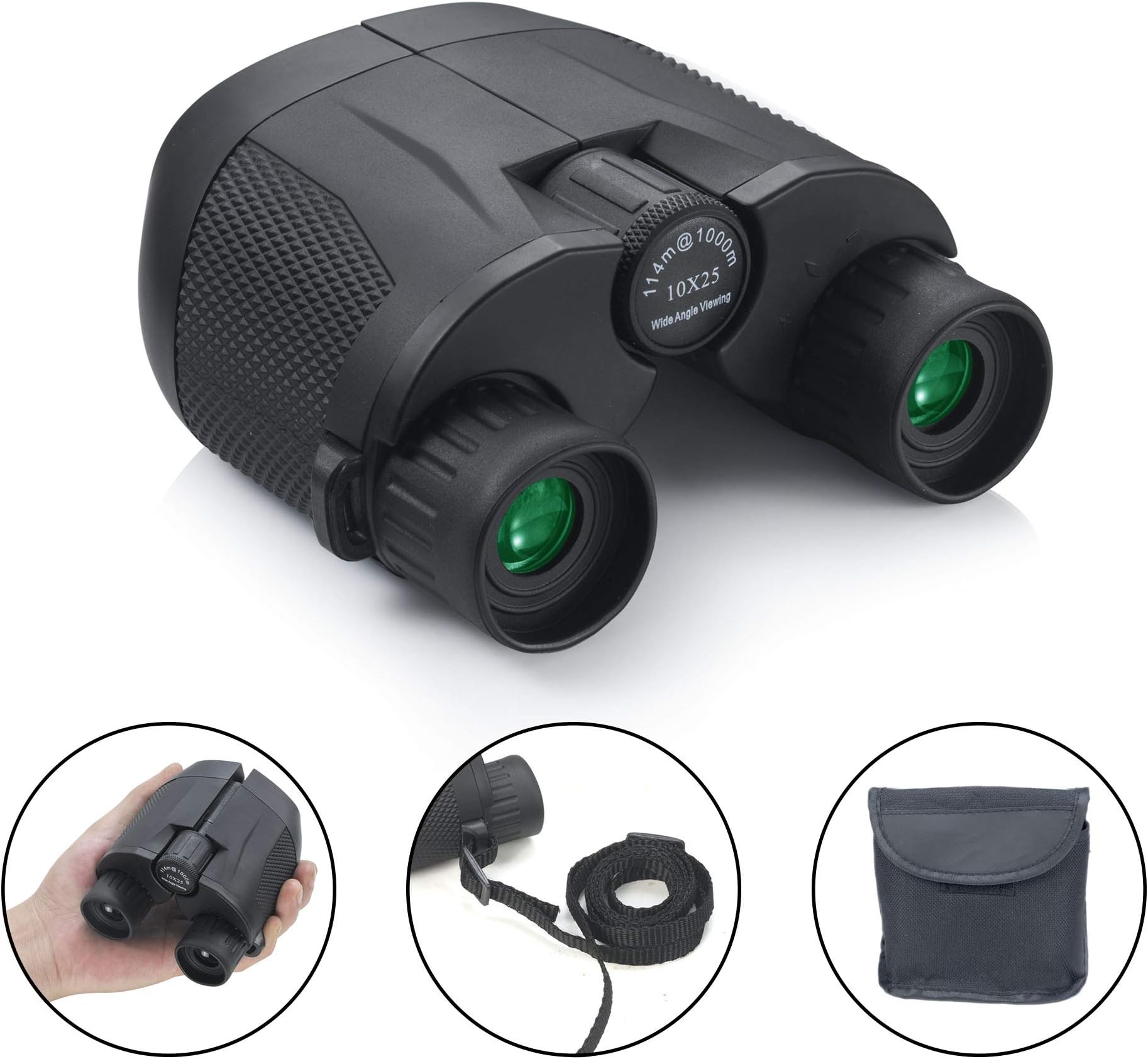 Small Lightweight Binoculars for Adults/Kids, Hima 10x25 Compact Binoculars Hunting Best Bird Watching Glasses Quality Travel Night Vision Portable HD Binoculars for Concerts Hunting Sports