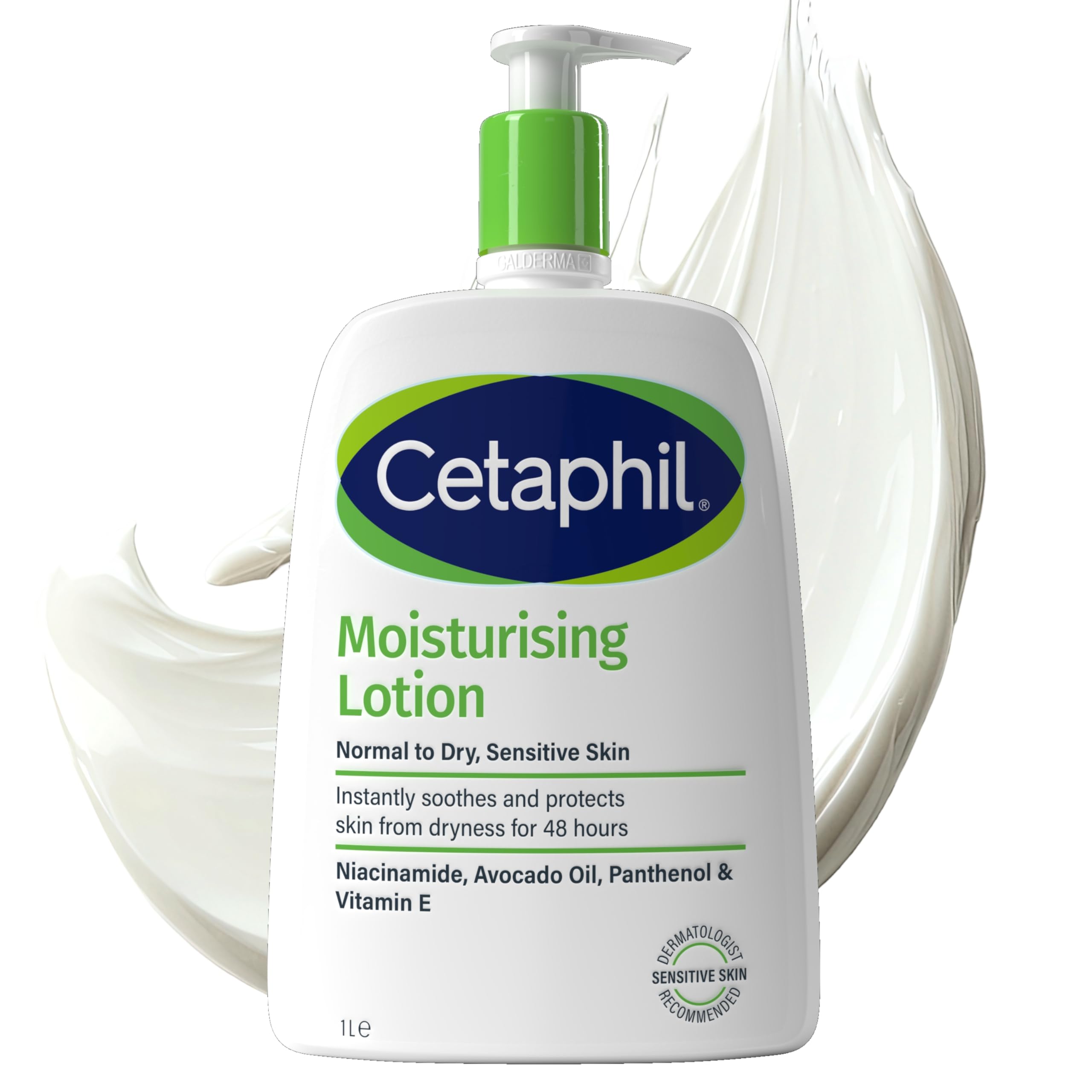 Cetaphil Face & Body Moisturiser, 1L, Moisturising Lotion For Normal To Dry, Sensitive Skin, With Niacinamide & Vitamin E, Packaging May Vary