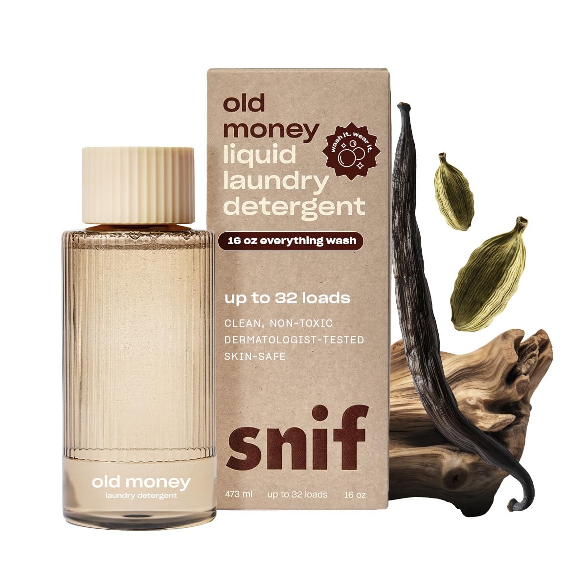 Photo 1 of Snif Old Money Laundry Detergent, Rich and Cozy Scent, 32 Loads, Non-Irritating to Skin, Clean, Non-Toxic, Vegan, Cruelty Free, 16oz
