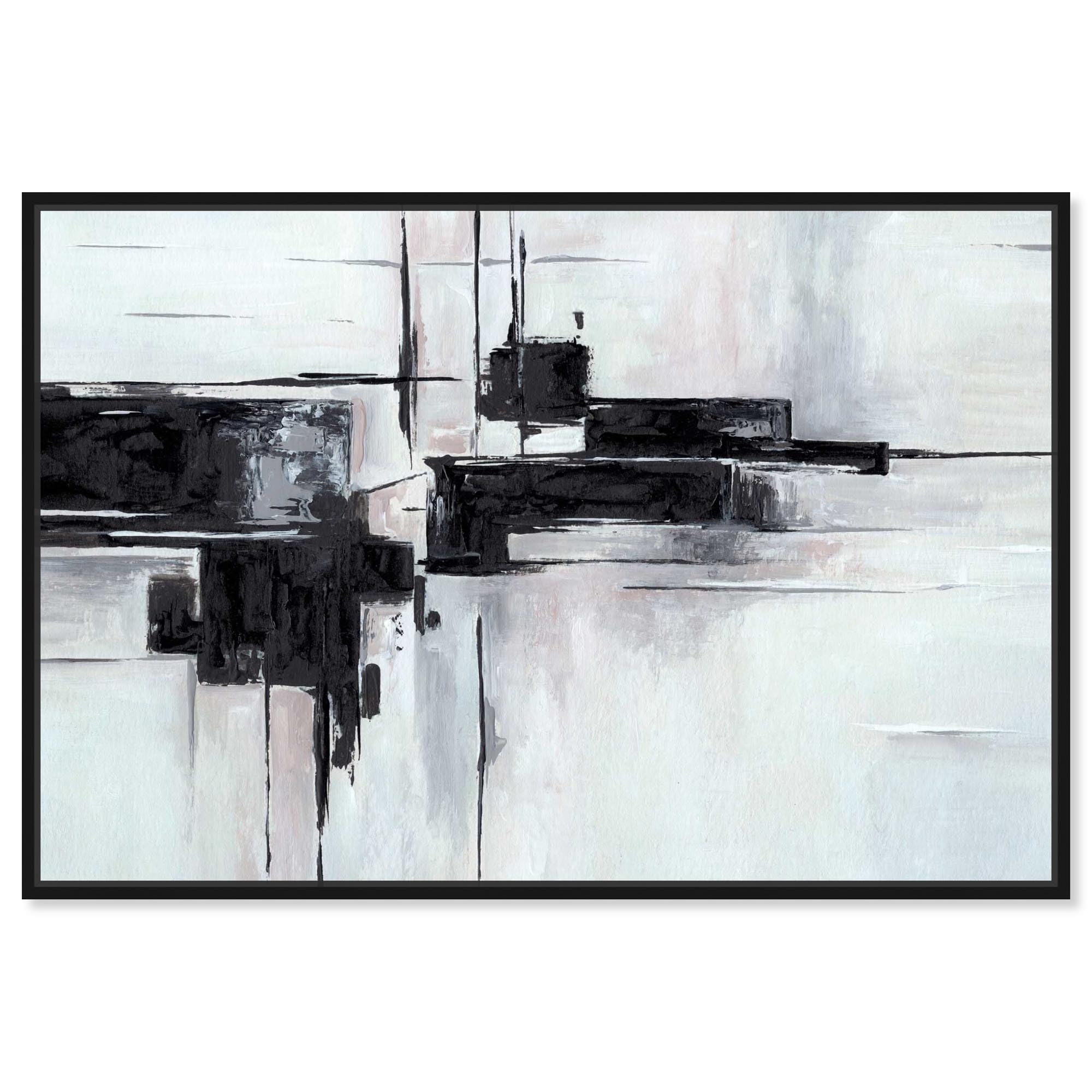 View 1 of ***SIMILAR ITEM***Art Remedy Abstract Journey Canvas Black and White Art, Black Frame, 30" x 20"