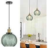 ZRPSSGE 7.8in Vintage Pendant Light 1- Light Kitchen Sink Pendant Lights with Green Hand Blown Glass Small Hanging Lamp for K