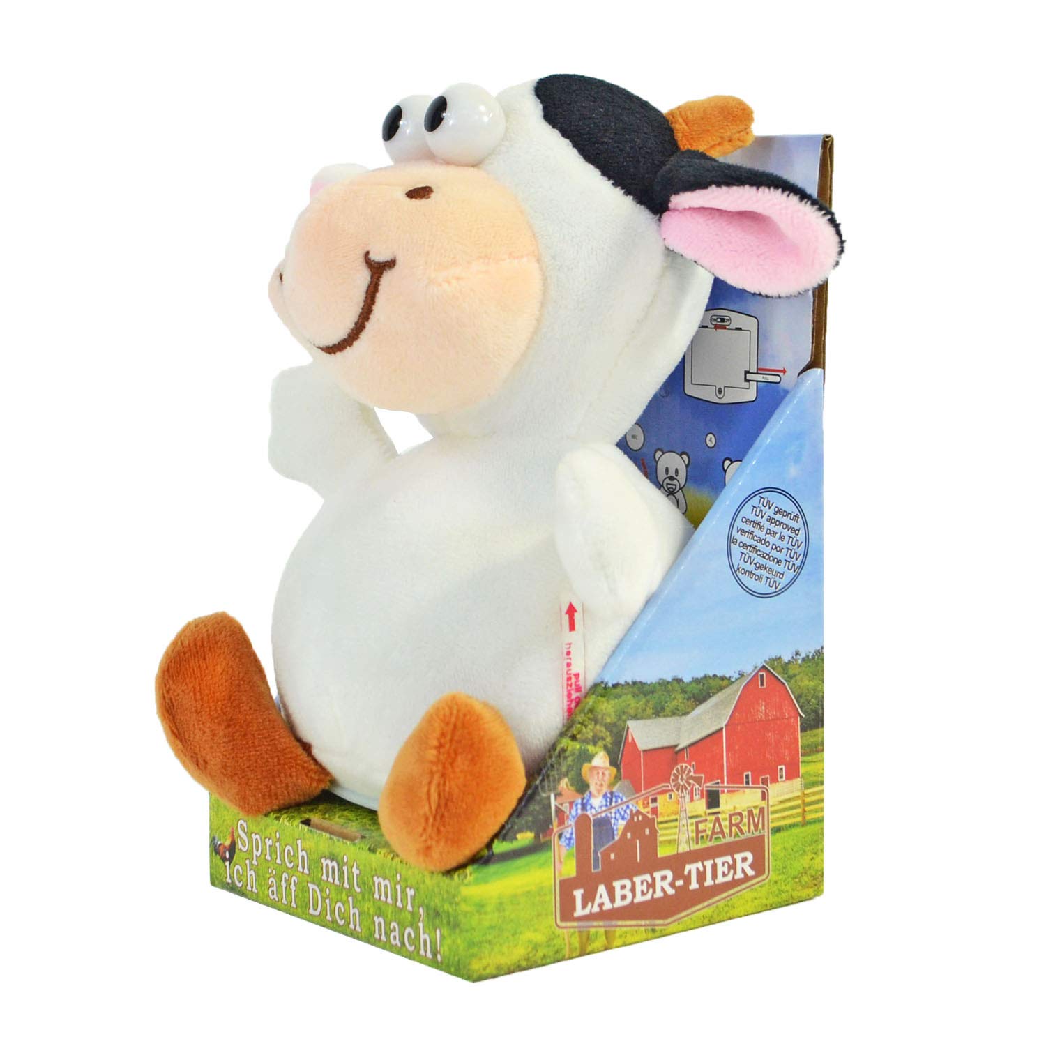 Kögler 75610 Rita Labert Animal Cow, Approx. 16.5 cm Tall, Plush Toy with Playback Function, Chatters Everything Funnily and Moves, Battery Operated