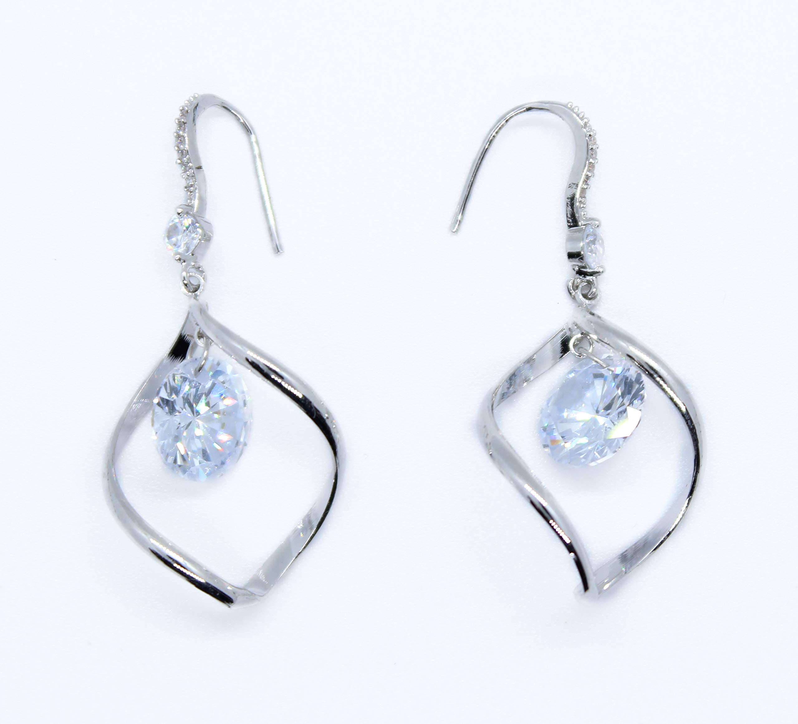 Goddess Area Pearl Drop Vintage Wedding Dangle Earrings(Silver Twisted Crystal)