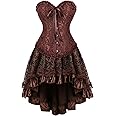 frawirshau Steampunk Corset Dresses for Women Steam Punk Gothic Overbust Corset and Skirt Set Halloween Costumes