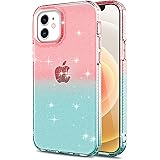 Maxcury for iPhone 12 Case, Clear Gliiter iPhone 12 Pro Case, Hybrid Cute Sparkly Gradient Soft TPU Bumper Shock Absorption F