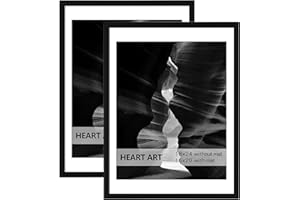 HEART ART 18x24 Frame in Black,Display Pictures 16x20 with Mat or 18 x 24 Posters Without Mat,Gallery Frame for Wall Mounting,2 pack