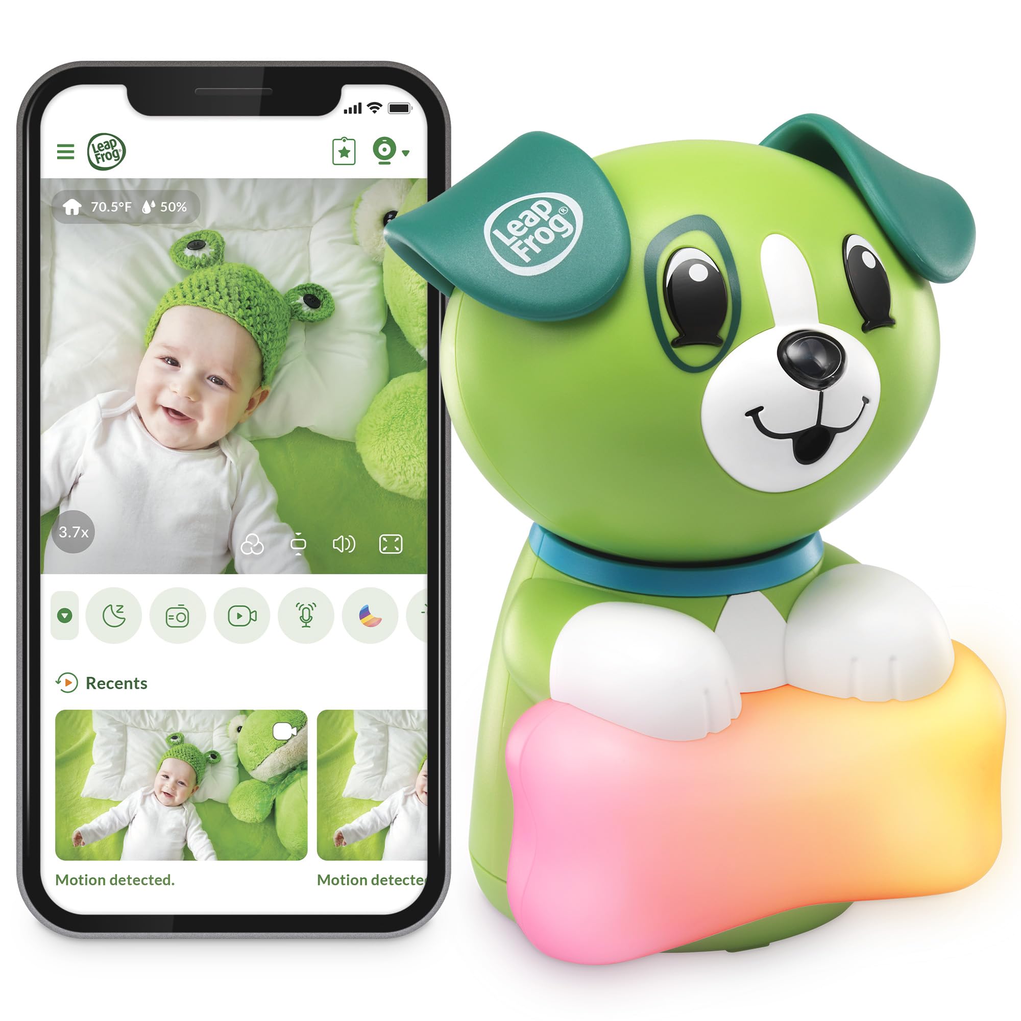 Photo 1 of LeapFrog Scout LF2911 Baby Monitor Camera, WiFi Remote Access, 1080p HD 360 ° Pan & Tilt Smart Camera, 2-Way Audio Talk, Night Light, Night Vision, Soothing Sounds, Temp. & Humidity Sensor