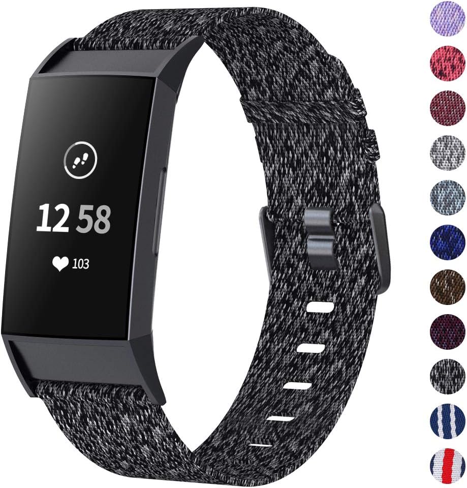 XIMU Strap Compatible with Fitbit Charge 4 Strap Fitbit Charge 3 Strap and Charge 3 SE Strap, Woven Soft Breathable Fabric Replacement Wristbands Strap Sports Accessories for Women Men