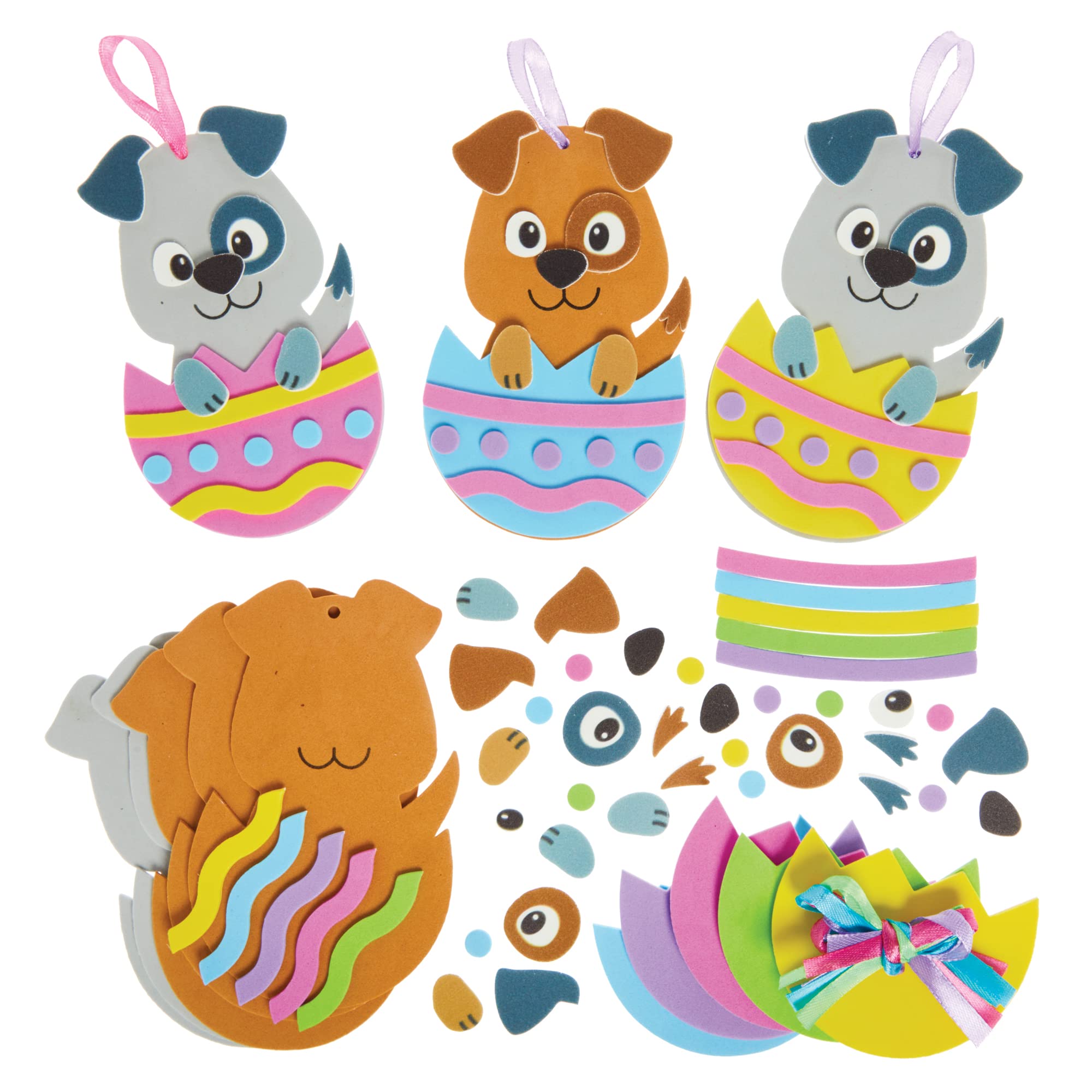 Baker Ross FX543 Dog Mix and Match Easter Egg Decoration Kits - Pack of 8, Kids Foam Easter Craft Decoration
