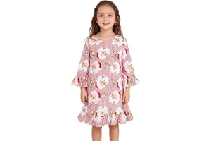 DACSOIT Christmas Toddler Girls Nightgowns Christmas Tree Elk Pattern Sleepwear Night Dress Pajamas 2-8Y