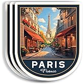 (3 Pcs 3X3) Paris France Stickers - Paris Travel Sticker - France Travel Gift - Paris Souvenir - Decals for Luggage - Suitcase - Scrapbook - Laptop - Water Bottle