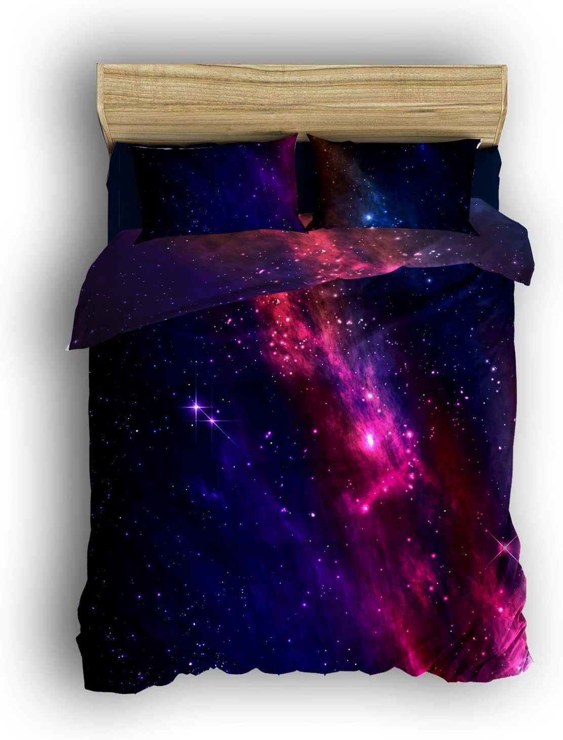 Libaoge 4 Piece Bed Sheets Set, Galaxy Stars in Space Celestial Astronomic Planets in The Universe Milky Way Print, 1 Flat Sheet 1 Duvet Cover and 2 Pillow Cases