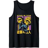 Attack on Titan Season 4 Split Titan Faces Attack Pose Anime Tank Top