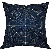 Moslion Star Map Throw Pillow Cover City Light Constellation in Night Sky Cotton Linen Decorative Pillow Case 18 x 18 Inch Standard Square Cushion Cover for Sofa Bedroom Men Women