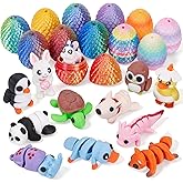 24pcs Mini Dragon Eggs & Animals Prefilled Easter Eggs Easter Basket Essentials&Stuffers Surprise Toy Eggs with Mini Animals Inside Fidget Sensory Toys for Kids