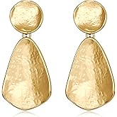 YUJIE Gold Plated Earrings for Women Geometric Chunky Dangle Earring Trendy Silvery Two-Tone Statement Jewelry