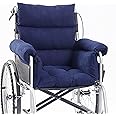 Wheelchair Cushions, Pressure Pain Relief Accessories with Armrest Covers, Supports Coccyx & Back, Non-Slip, Fits 18" Wheelchair with Full Arms (Navy)