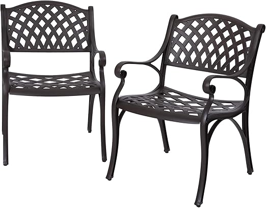 Amazon Com Nuu Garden Outdoor Dining Chairs Set 2 2 Piece Bistro Chairs Aluminum Patio Furniture Cast Aluminum Black Kitchen Dining