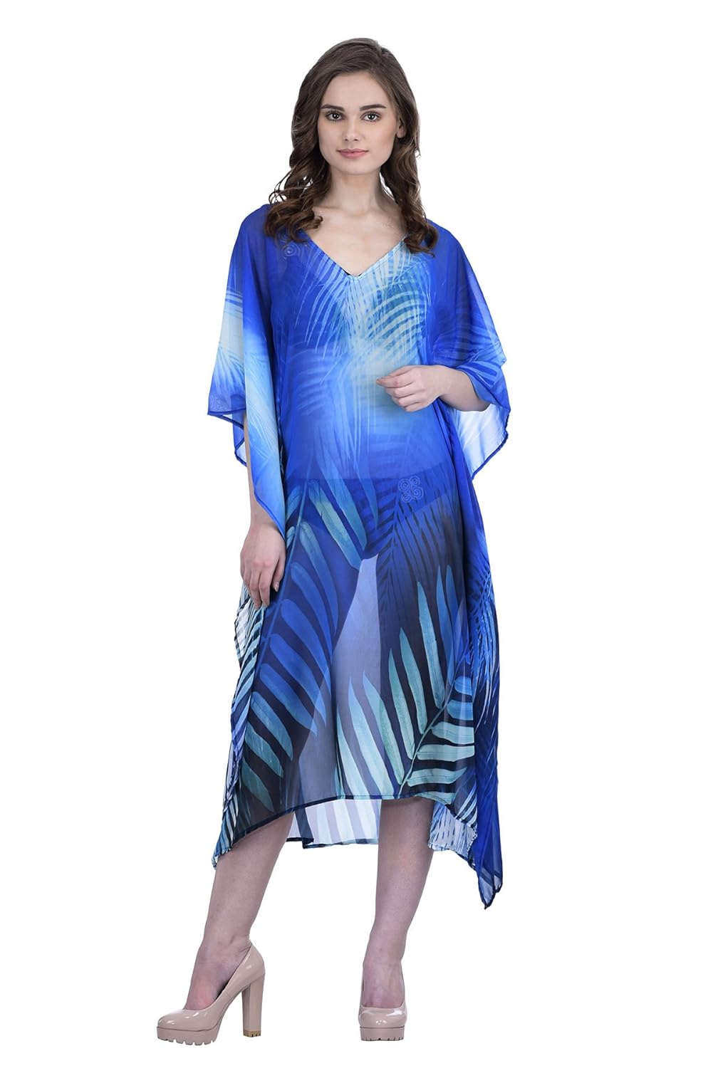 trendif women's multicolor digital print beach wear kaftan and cover-up