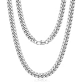 Jewlpire Cuban Link Chain for Men, Silver/Gold Chain for Men Women, 4mm/6mm/10mm Mens Necklace, 18K Gold Plated/316L Stainless Steel Mens Chains Necklaces 18 20 22 24 26 30 Inch