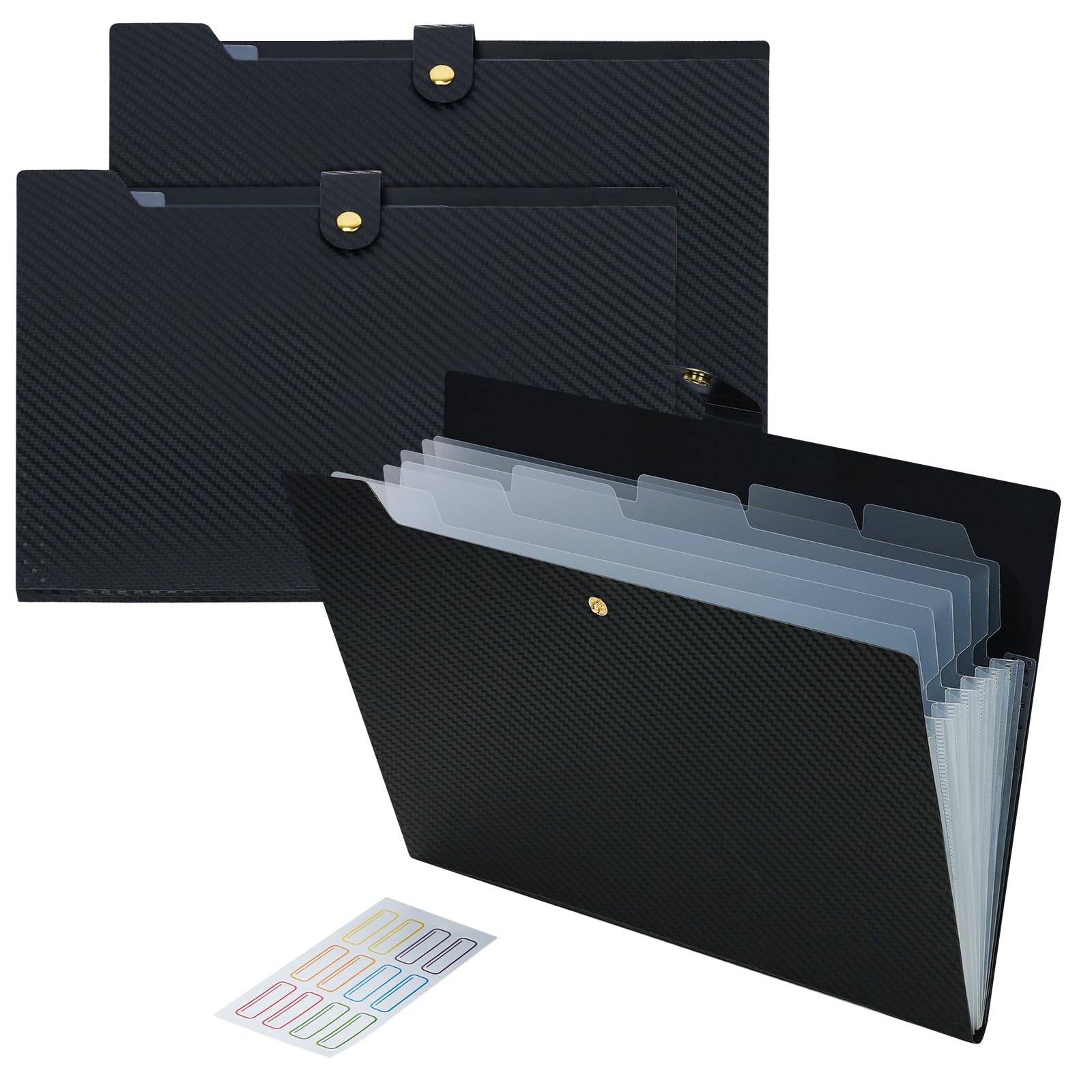 Photo 1 of Expanding File Folder 3PCS 7 Pocket Letter Size Accordion File Organizer with Labels Portable Document Paper Bill Receipt Organizer for School Office Supplies, A4 Size, Black