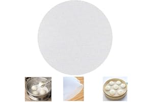 MELOSTU Reusable Non-stick Silicone Steamer Mesh 10 inch Bamboo Silicone Steamer Mat Double Side Use| Easy to Clean Dim Sum Mesh| Round, 6 Pack, White, 10''