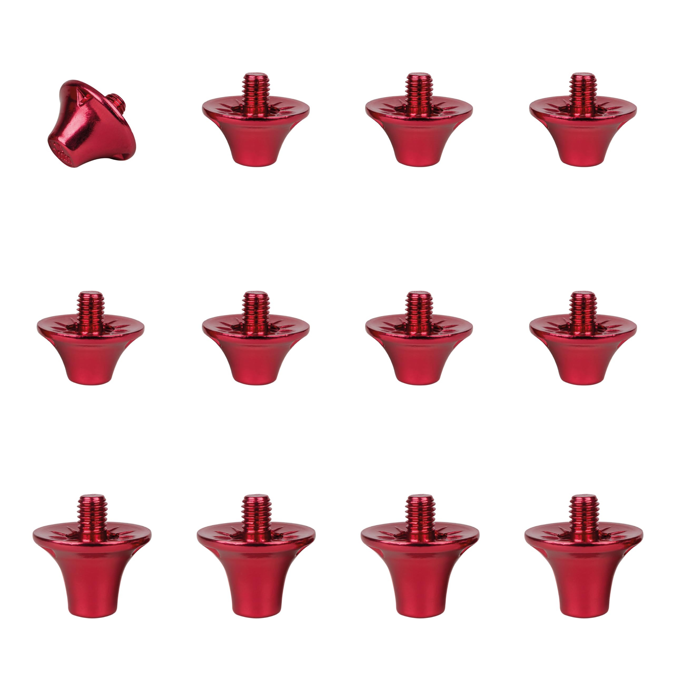 55 Sport Flare Pro Alloy Ultralight Replacement Football Studs - 12 Pack (10/13mm) - Red