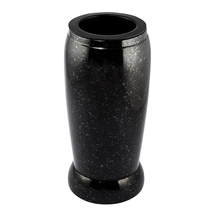Afterglow Moderne Grabvase aus Echtem Granit Schwedisch Black Höhe 20 cm/Ø 10 cm Grabschmuck Granitvase Friedhofsvase