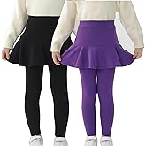 StyleSavvy Trendy Girls' Leggings with Skirt - 2 Pack of Cotton Ruffle Skirt Pants for Kids for 3-8 Years