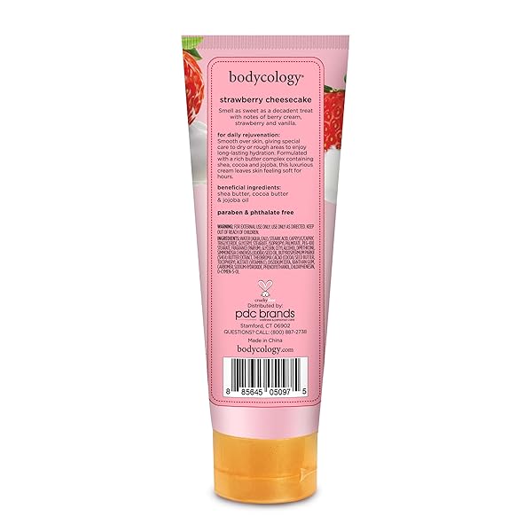 BODYCOLOGY SHEA BUTTER BODY CREAM, STRAWBERRY CHEESECAKE, 8 OZ