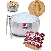Gusto Nostro 4.1L Insulated Ice Bucket with Lid and Tongs, Double Wall Stainless Steel Ice Bucket Large, BPA Free Ice Bucket for Cocktail Bar, Keeps Champagne, Wine, Beer Chill for Parties